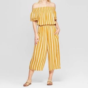 Xhilaration Yellow Striped Jumpsuit